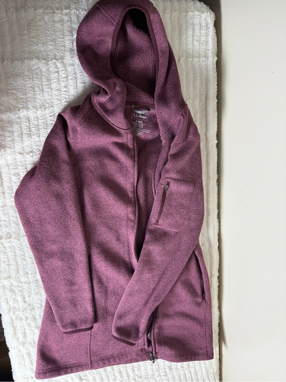 L.L.Bean Women's Hooded Fleece Jacket - Heathered Plum